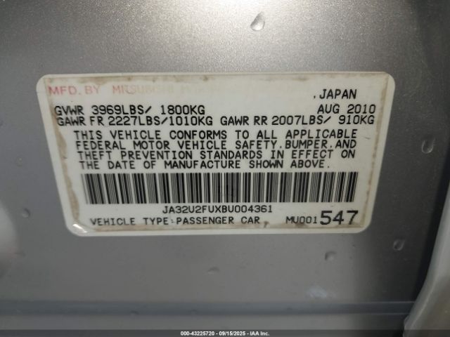 2011 MITSUBISHI LANCER JA32U2FUXBU004361 Photo 8
