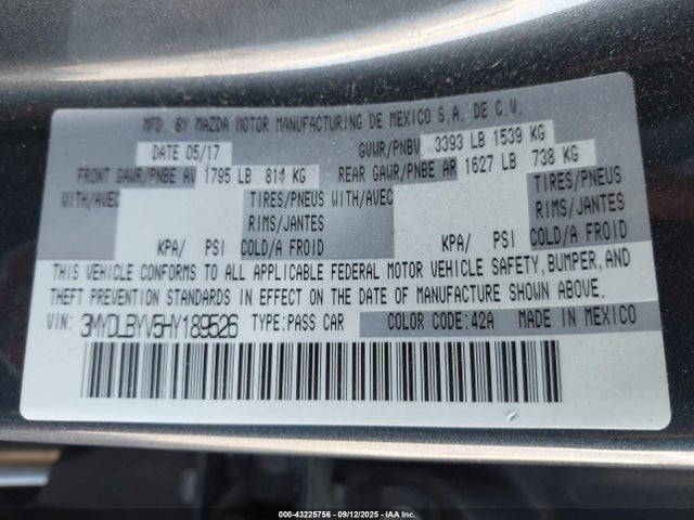 3MYDLBYV5HY189526 Toyota p5v