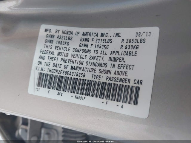 1HGCR2F88EA019958 Honda k24w1