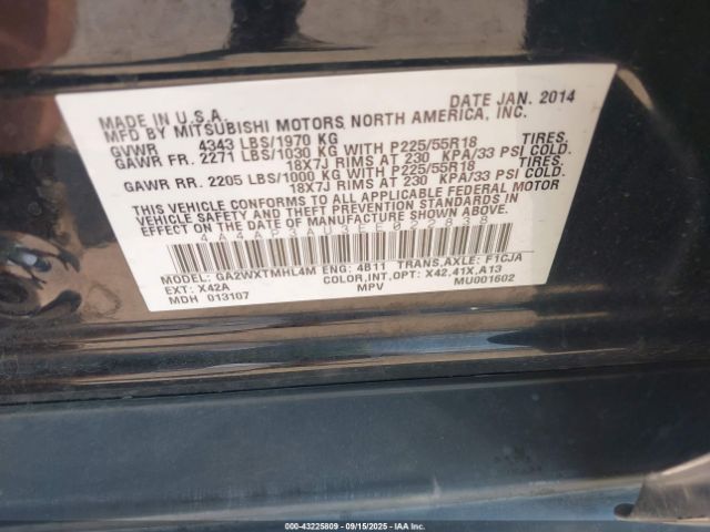 2014 MITSUBISHI OUTLANDER SPORT 4A4AP3AU3EE022838 Photo 8