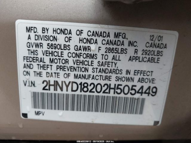 2002 ACURA MDX 2HNYD18202H505449 Photo 8
