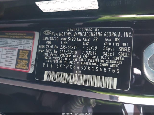 5XYPK4A5XKG566769 KIA gdi lambda-ii
