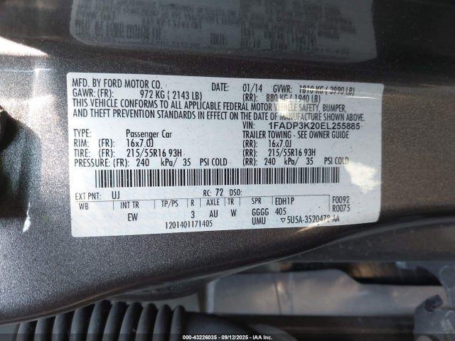 1FADP3K20EL255885 Ford 2014
