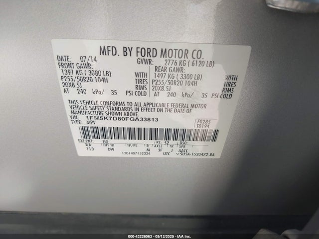 Ford 2015 2015 1FM5K7D80FGA33813 Image 9