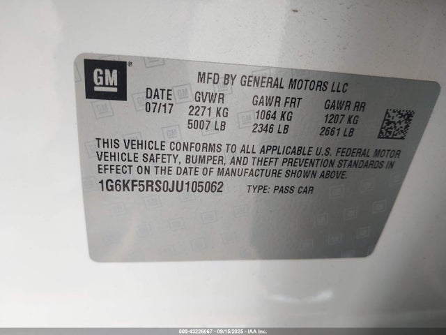 1G6KF5RS0JU105062 Cadillac lgx