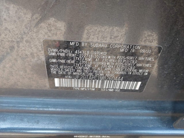 JF2GTAPC1M8260444 Subaru na