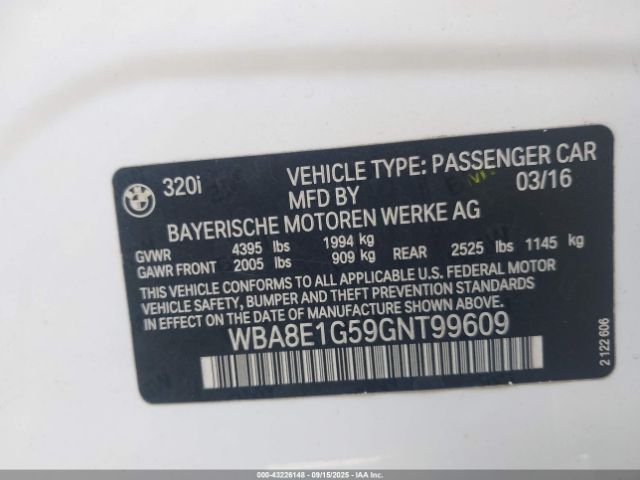 2016 BMW 320I WBA8E1G59GNT99609 Photo 8