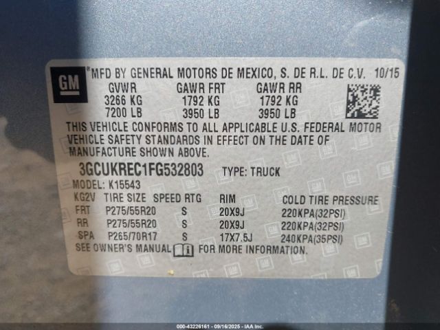 2015 CHEVROLET SILVERADO 1500 3GCUKREC1FG532803 Photo 8