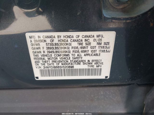 2005 ACURA MDX 2HNYD18665H520898 Photo 8