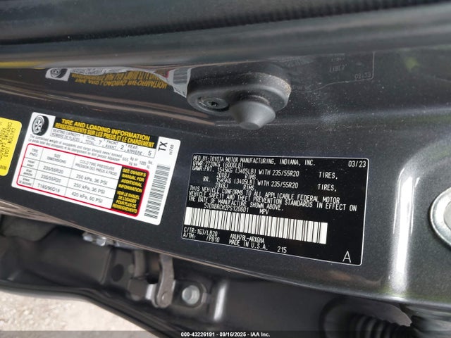 Aukcja sprzedaży 2023 Toyota Highlander Hybrid Limited, vin: 5TDXBRCH2PS120601, numer aukcji: 43226191