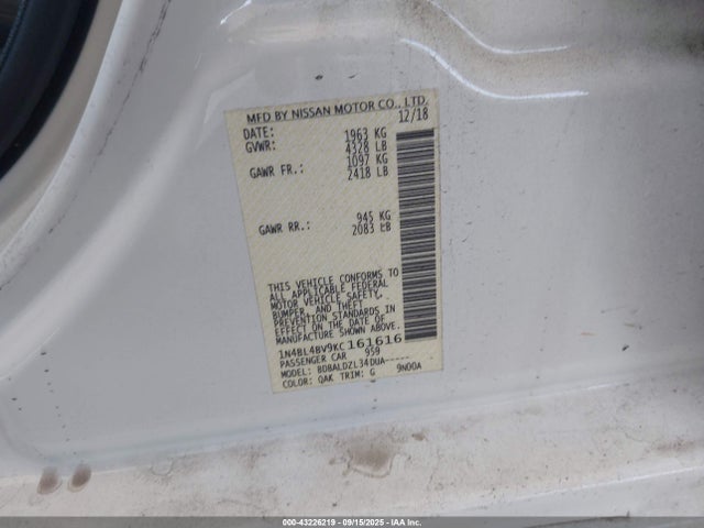 Nissan 2019 2019 1N4BL4BV9KC161616 Image 9