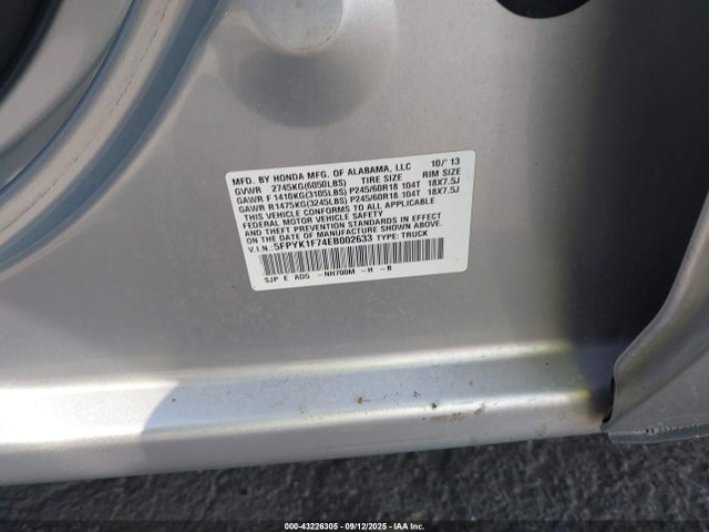 Honda j35z5 2014 5FPYK1F74EB002633 Image 9