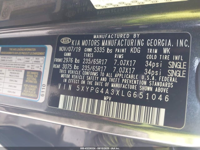 5XYPG4A3XLG651046 KIA gdi theta-ii