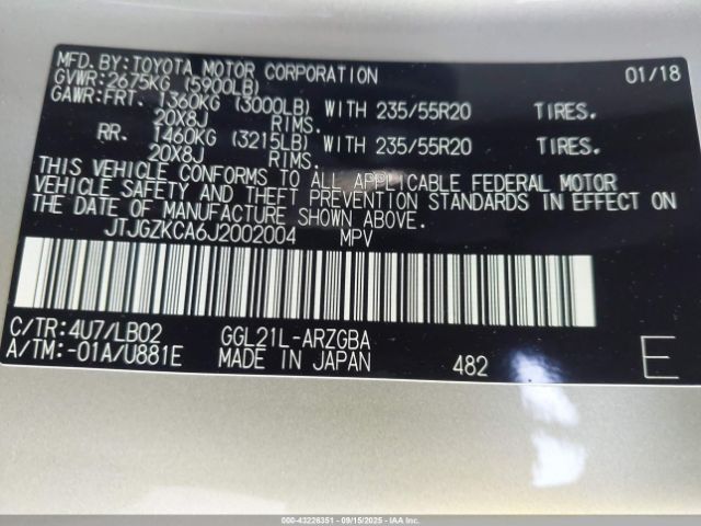 2018 LEXUS RX 350L JTJGZKCA6J2002004 Photo 8