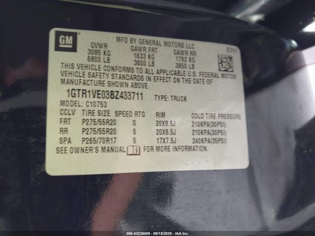 2011 GMC SIERRA 1500 1GTR1VE03BZ433711 Photo 8