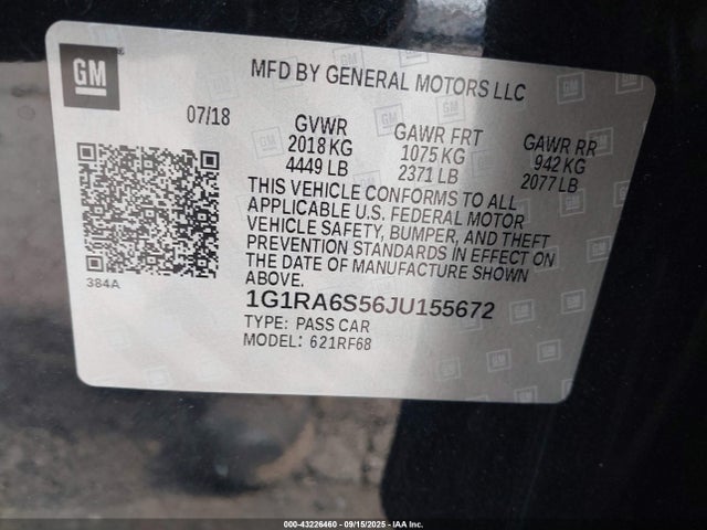 1G1RA6S56JU155672 Chevrolet l3a - direct injection, variable valve timing, hybrid, gen 1