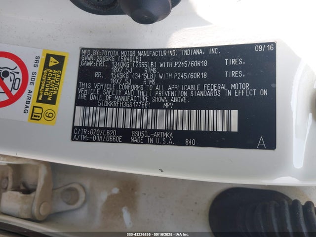 5TDKKRFH3GS177881 Toyota 2gr-fe