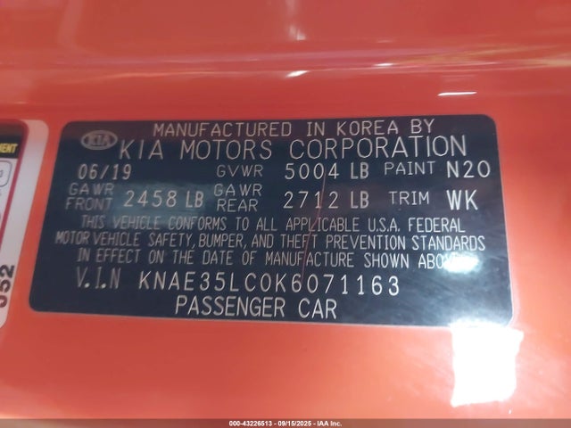 KIA tgdi lamda ii 2019 KNAE35LC0K6071163 Image 9