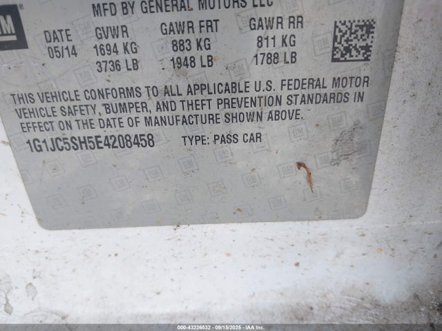 1G1JC5SH5E4208458 Chevrolet luw