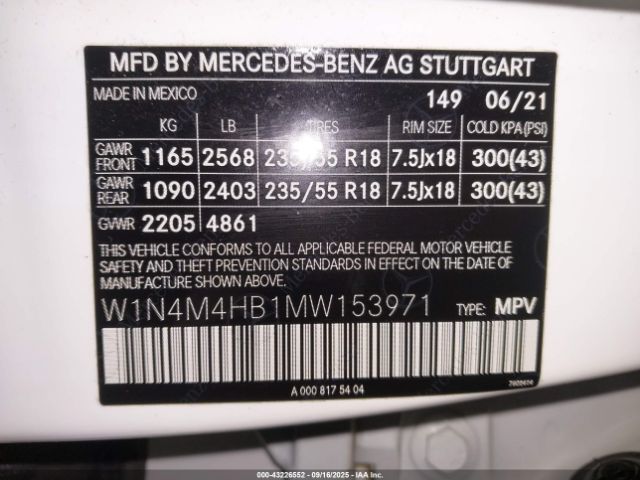2021 MERCEDES-BENZ GLB 250 W1N4M4HB1MW153971 Photo 8