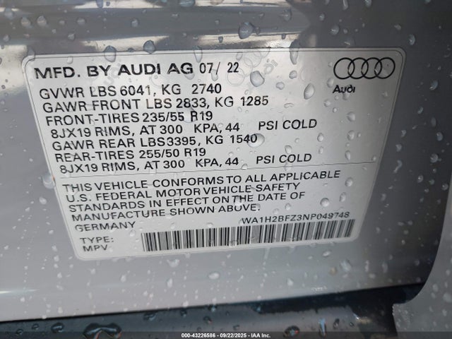 WA1H2BFZ3NP049748 Audi q4