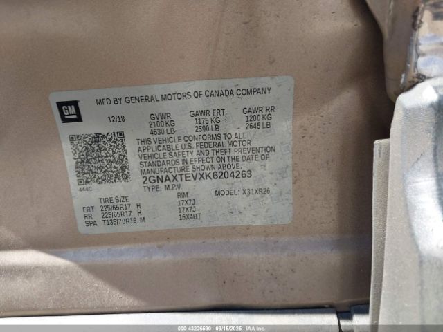 2019 CHEVROLET EQUINOX 2GNAXTEVXK6204263 Photo 8