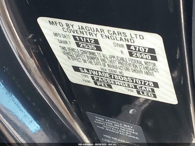 2013 JAGUAR XF SAJWA0E78D8S70728 Photo 8