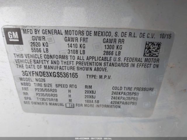 2016 CADILLAC SRX 3GYFNDE3XGS536165 Photo 8