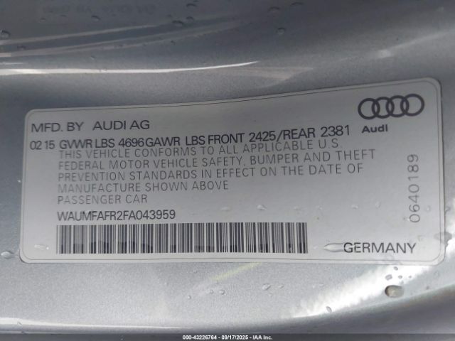 2015 AUDI A5 WAUMFAFR2FA043959 Photo 8