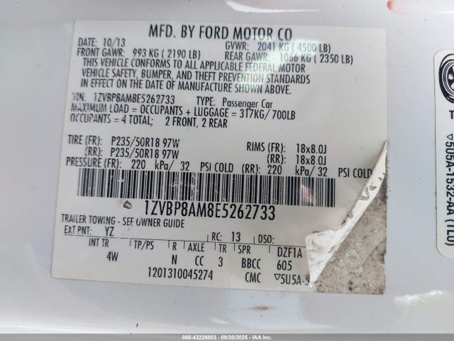 1ZVBP8AM8E5262733 Ford 2014