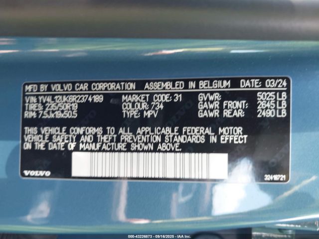 2024 VOLVO XC40 YV4L12UK6R2374189 Photo 8