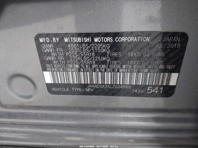 2020 MITSUBISHI OUTLANDER JA4AD3A3XLZ004568 Photo 8