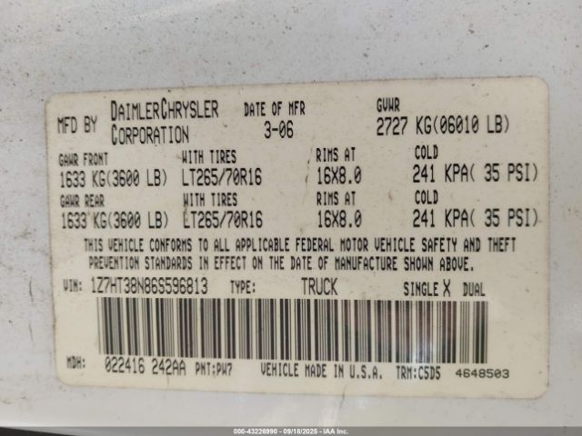 2006 MITSUBISHI RAIDER 1Z7HT38N86S596813 Photo 8