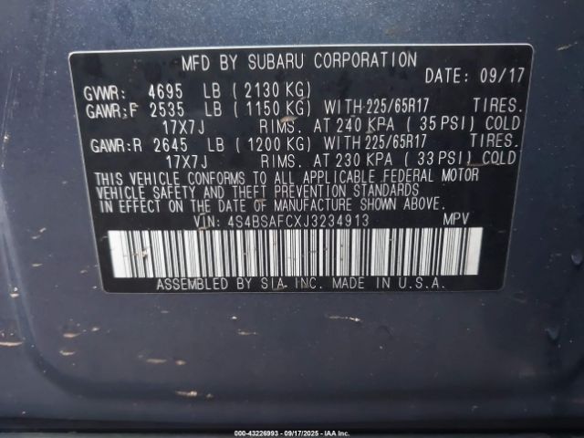 2018 SUBARU OUTBACK 4S4BSAFCXJ3234913 Photo 8