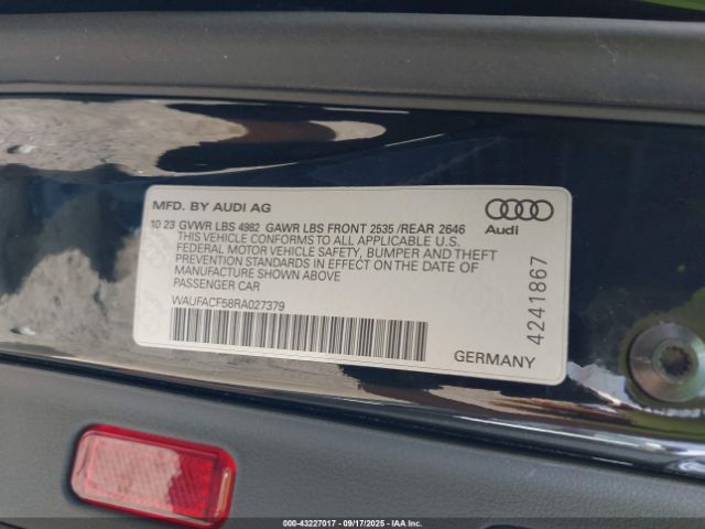2024 AUDI A5 SPORTBACK WAUFACF58RA027379 Photo 8