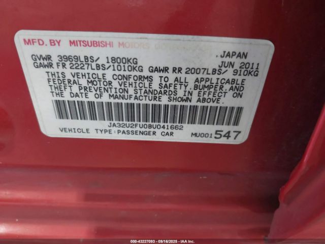 2011 MITSUBISHI LANCER JA32U2FU0BU041662 Photo 8
