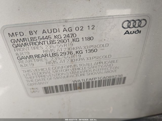 2012 AUDI Q5 WA1LFAFP1CA089236 Photo 8