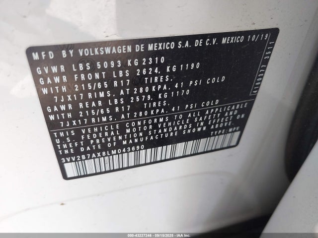 Volkswagen Tiguan 2020 3VV2B7AX8LM043690 Image 9