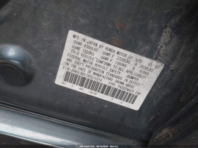 2008 ACURA TSX JH4CL96878C015318 Photo 8