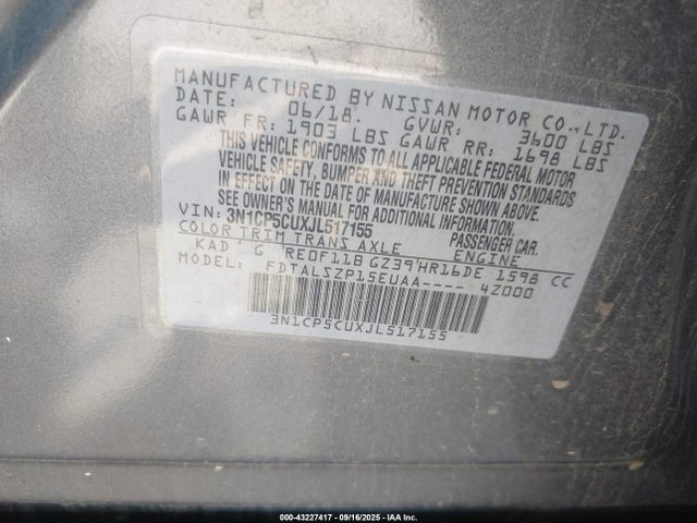 3N1CP5CUXJL517155 Nissan 2018