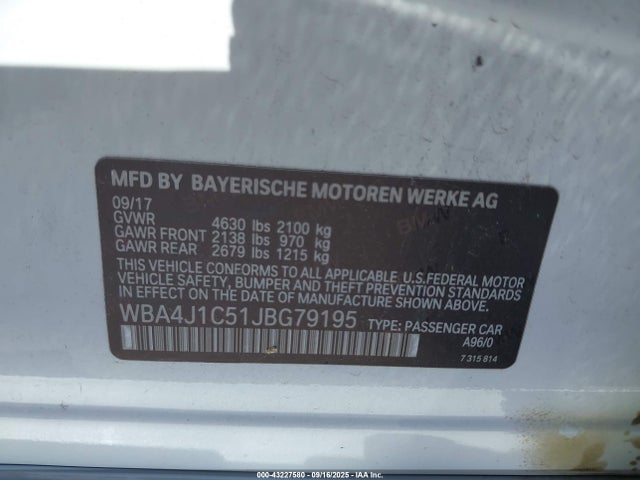 WBA4J1C51JBG79195 BMW 430I