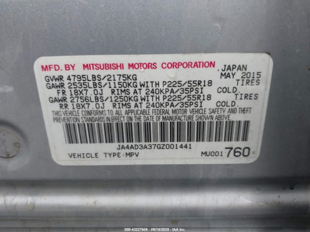 2016 MITSUBISHI OUTLANDER JA4AD3A37GZ001441 Photo 8