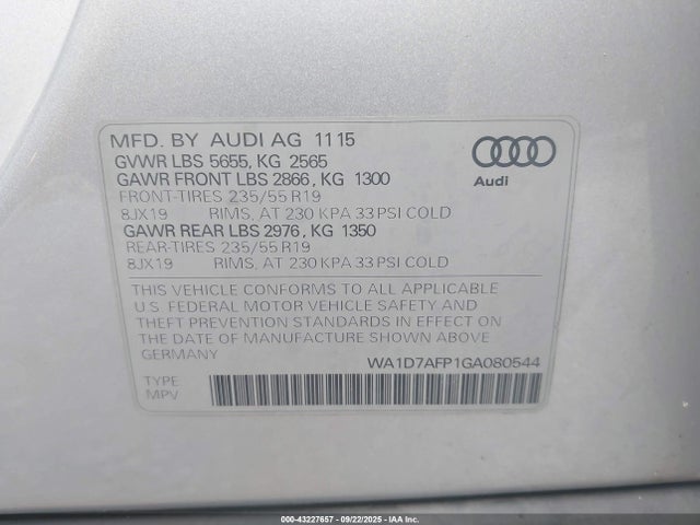 2016 AUDI Q5 WA1D7AFP1GA080544 Photo 8