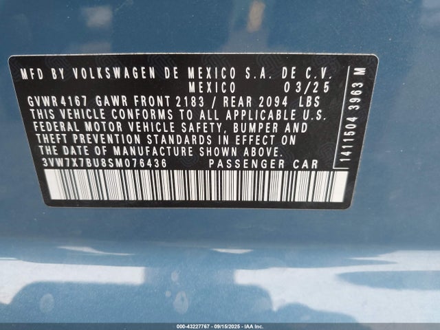 3VW7X7BU8SM076436 Volkswagen tsi