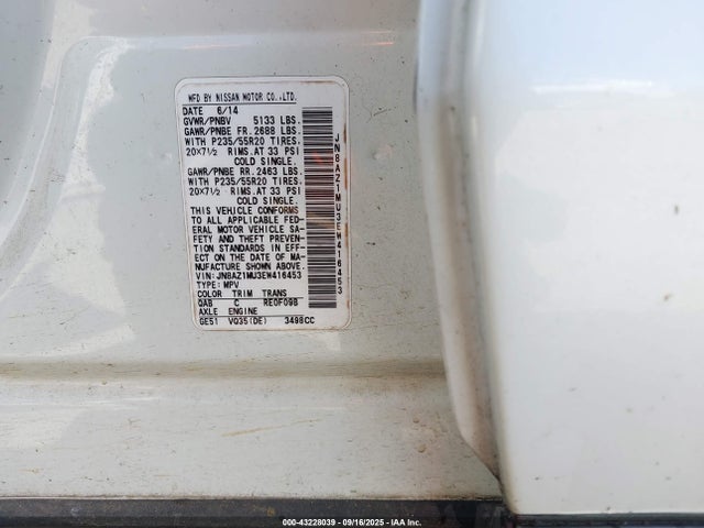 JN8AZ1MU3EW416453 Nissan 2014
