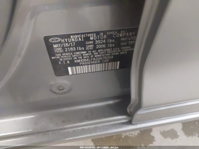 KMHD84LF8JU478304 Hyundai ELANTRA SEL