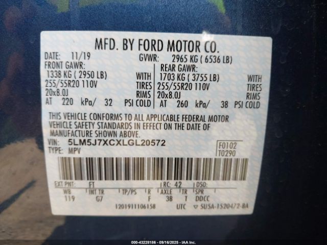 2020 LINCOLN AVIATOR 5LM5J7XCXLGL20572 Photo 8