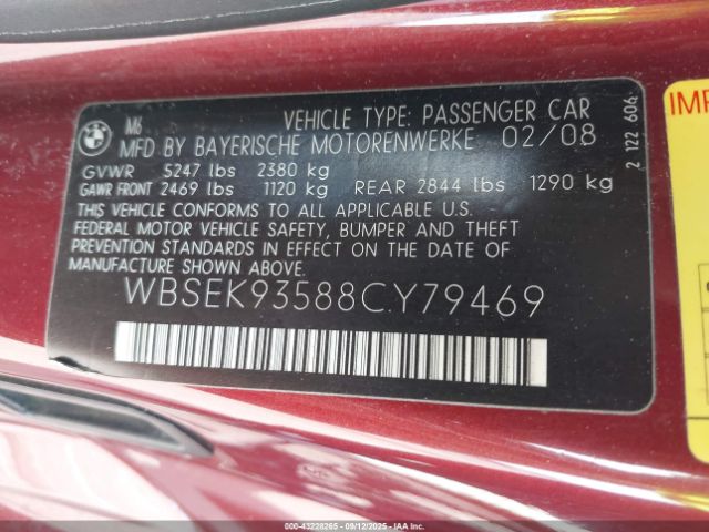 2008 BMW M6 WBSEK93588CY79469 Photo 8