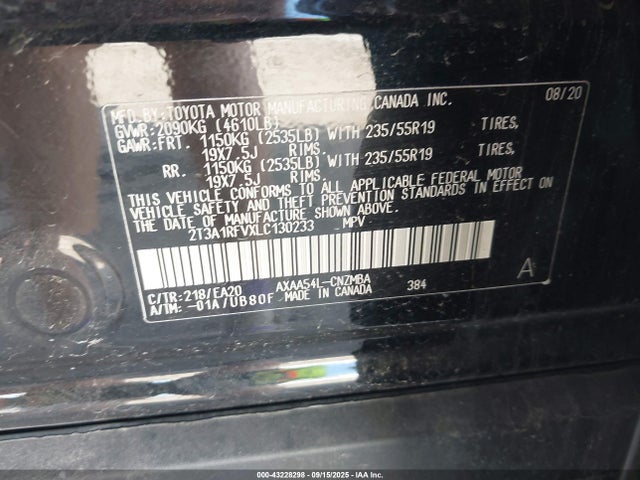 Toyota a25a-fks 2020 2T3A1RFVXLC130233 Image 9