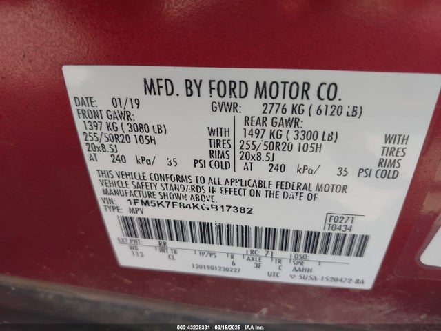 Ford 3.5l ti-vct 2019 1FM5K7F84KGB17382 Image 9